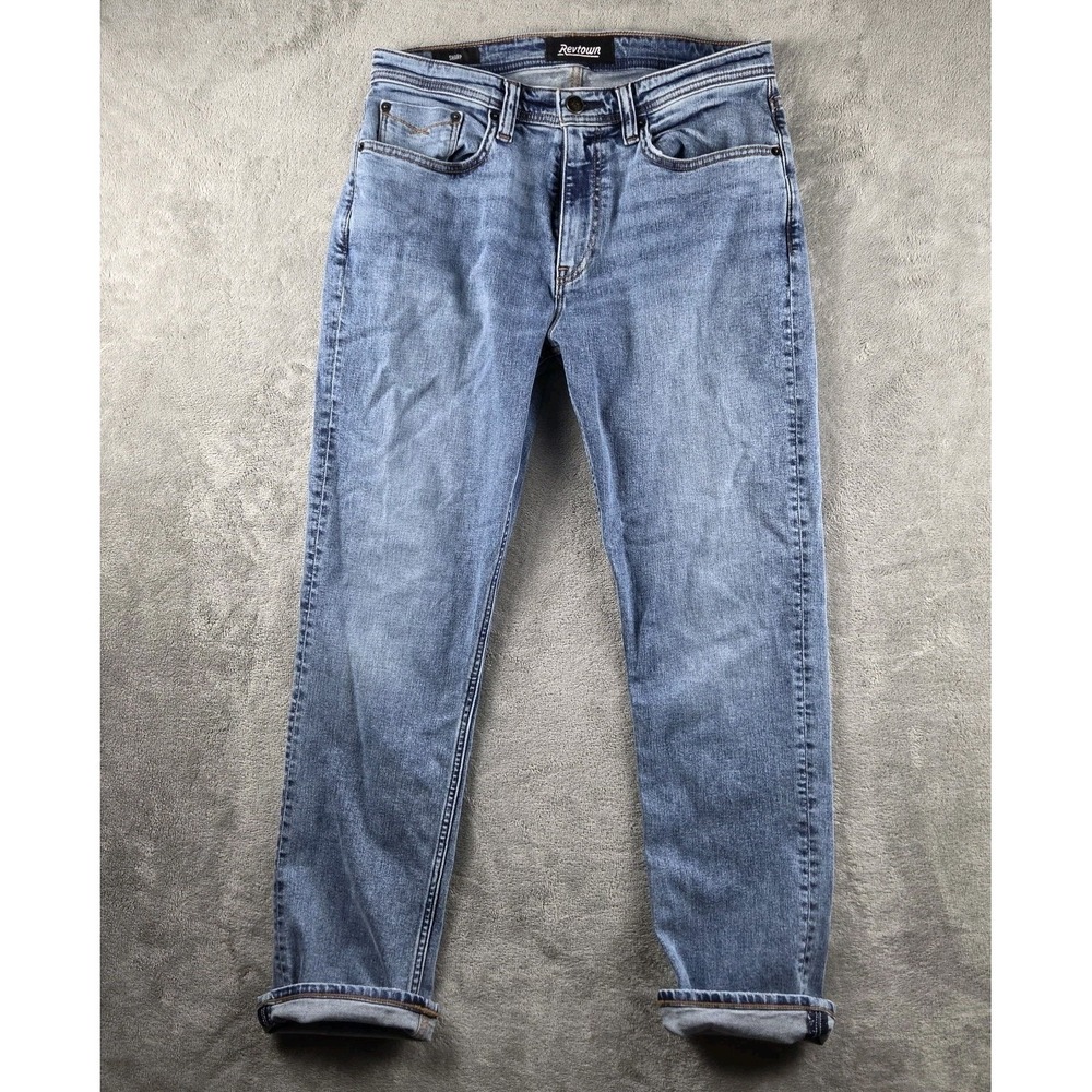 Revtown Jeans Mens Size 31X30 Blue Automatic Blue Straight Stretch Selvedge